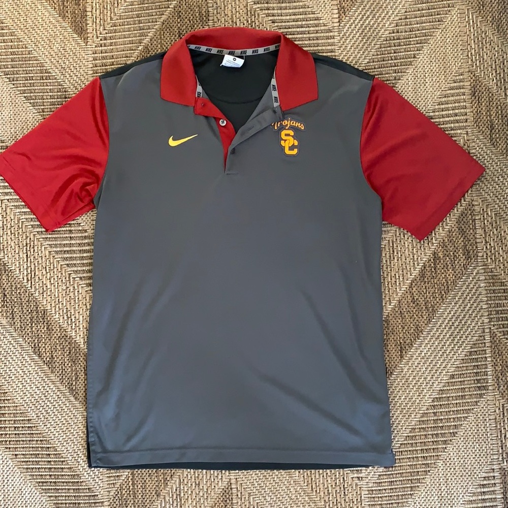Nike Dri-Fit USC Trojans Two-Tone Gray/Maroon Collared Shirt